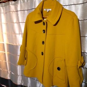 Ladies mustard peacoat day jacket sz L by JoyJoy